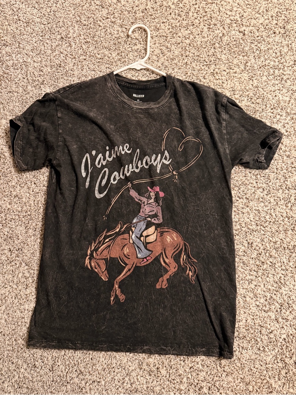 Hollister Black 'J'aime Cowboys' Graphic Tee